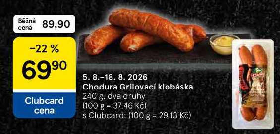 Chodura Grilovací klobáska, 240 g 