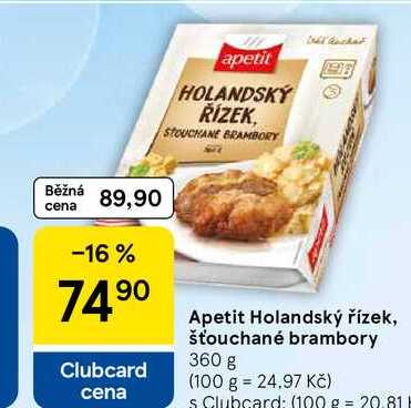 Apetit Holandský řízek, šťouchané brambory, 360 g