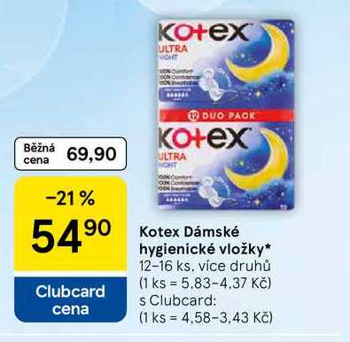 Kotex Dámské hygienické vložky, 12-16 ks, více druhů  