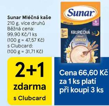 Sunar Mléčná kaše, 210 g