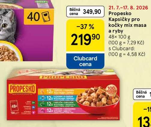 Propesko Kapsičky pro kočky mix masa a ryby, 48× 100 g