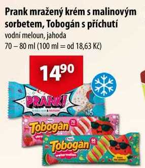 Prank mražený krém s malinovým sorbetem, Tobogán s příchutí, 70-80 ml