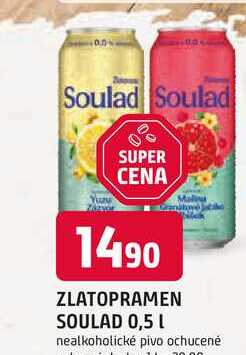 ZLATOPRAMEN SOULAD 0,5 L nealkoholické pivo
