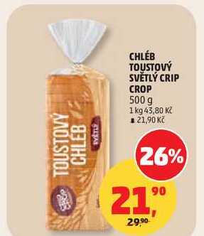 CHLÉB TOUSTOVÝ SVĚTLÝ CRIP CROP, 500 g