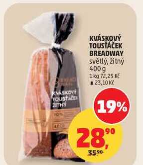 KVÁSKOVÝ TOUSŤÁČEK BREADWAY světlý, žitný, 400g  