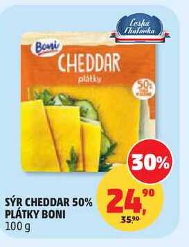 SÝR CHEDDAR 50% PLÁTKY BONI, 100 g