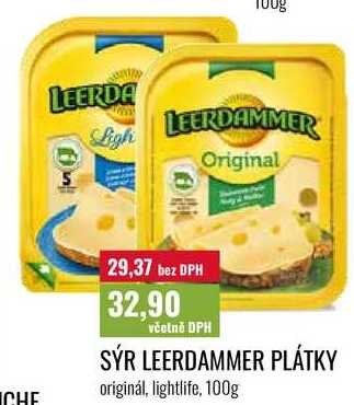 SÝR LEERDAMMER PLÁTKY, originál, lightlife, 100g