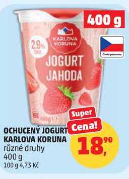 OCHUCENÝ JOGURT KARLOVA KORUNA různé druhy, 400 g