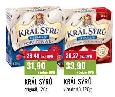 KRÁL SÝRŮ, více druhů, 120g