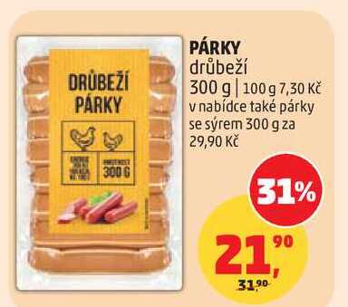 PÁRKY drůbeží, 300 g  