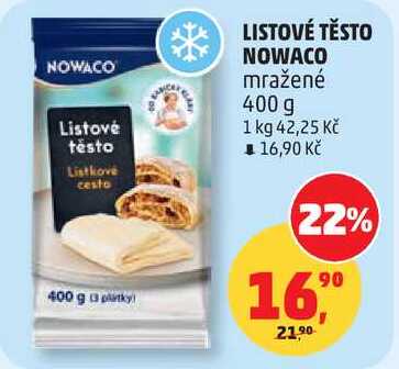 LISTOVÉ TĚSTO NOWACO mražené, 400 g