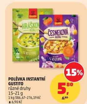 POLÉVKA INSTANTNÍ GUSTITO různé druhy, 15-21 g