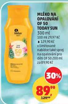 MLÉKO NA OPALOVÁNÍ OF 50 TODAY SUN, 300 ml  
