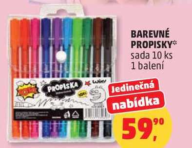 BAREVNÉ PROPISKY sada 10 ks, 1 balení  