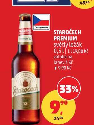 STAROČECH PREMIUM světlý ležák, 0,5 l