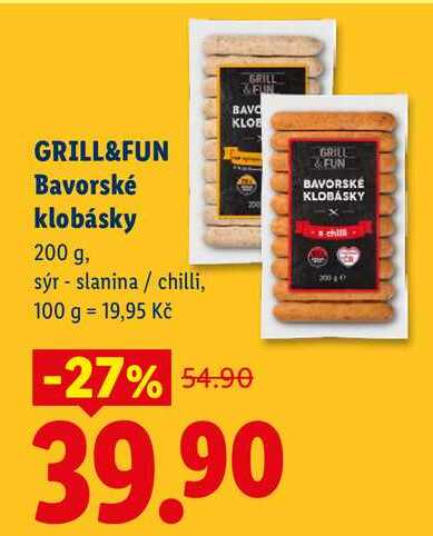 GRILL &FUN Bavorské klobásky, 200 g