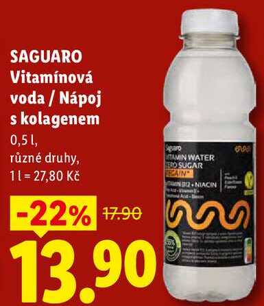 SAGUARO Vitamínová voda/Nápoj s kolagenem, 0,5 l