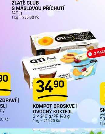 KOMPOT BROSKVE | OVOCNÝ KOKTEJL 2 x 240 g/PP 140 g