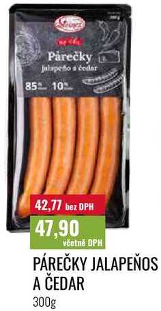 PÁREČKY JALAPEÑOS A ČEDAR, 300g