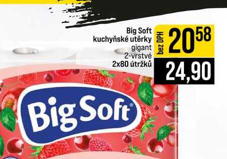 Big Soft kuchyňské utěrky gigant 2-vrstvé 2x80 útržků