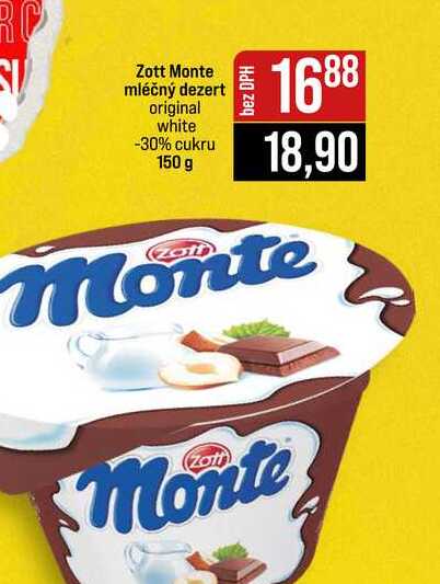 Zott Monte mléčný dezert original white -30% cukru 150 g