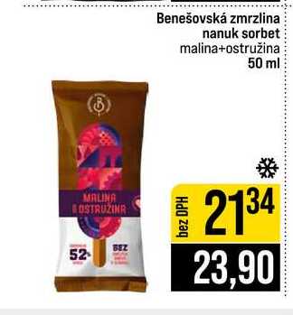 Benešovská zmrzlina nanuk sorbet malina+ostružina 50 ml 