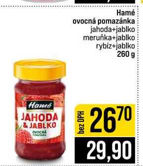 Hamé ovocná pomazánka jahoda+jablko meruňka+jablko rybíz+jablko 260 g 2
