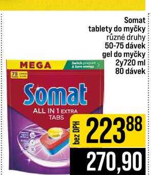 Somat tablety do myčky různé druhy 50-75 dávek