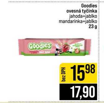 Goodies ovesná tyčinka jahoda+jablko mandarinka+jablko 23 g