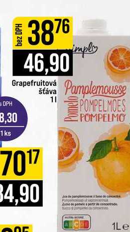 Grapefruitová šťáva 1l