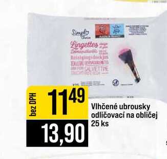 Vlhčené ubrousky odličovací na obličej 25 ks