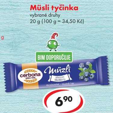 Müsli tyčinka, 20 g