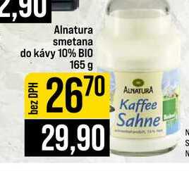 Alnatura smetana do kávy 10% BIO 165 g