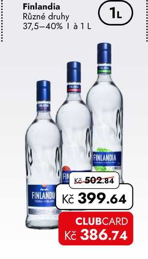 Finlandia Různé druhy 37,5-40% à 1L