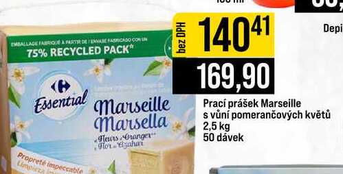 Prací prášek Marseille s vůní pomerančových květů 2,5 kg 50 dávek