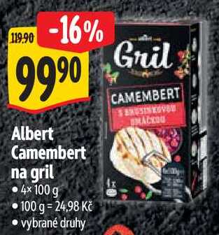 Albert Camembert na gril, 4x 100 g