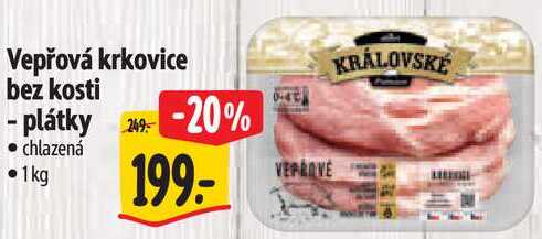 Vepřová krkovice bez kosti - plátky, 1 kg