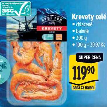 Krevety celé, 300 g