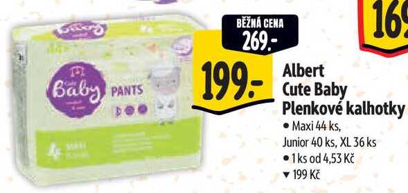 Albert Cute Baby Plenkové kalhotky, Maxi 44 ks, Junior 40 ks, XL 36 ks