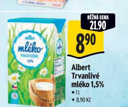   Albert Trvanlivé mléko 1,5%  1 l