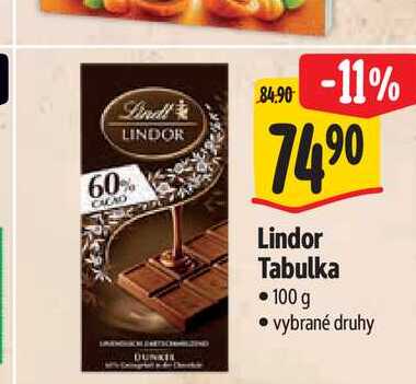 Lindor Tabulka 100 g