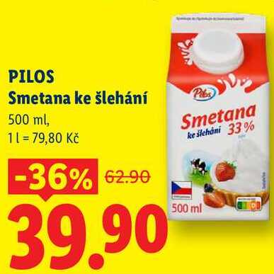 PILOS Smetana ke šlehání, 500 ml