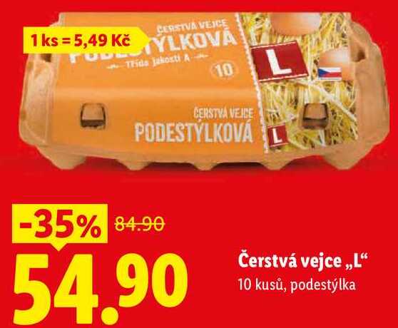 Čerstvá vejce ,,L", 10 kusů