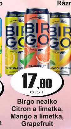 Birgo nealko Citron a limetka, Mango a limetka, Grapefruit 