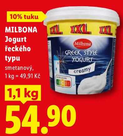 MILBONA Jogurt řeckého typu, 1,1 kg