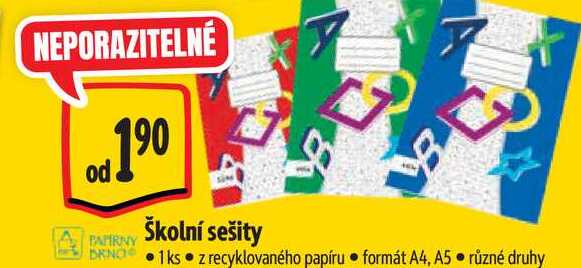 Školní sešity 1 ks