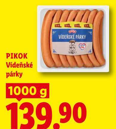 PIKOK Vídeňské párky, 1000 g