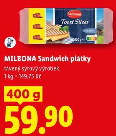 MILBONA Sandwich plátky, 400 g