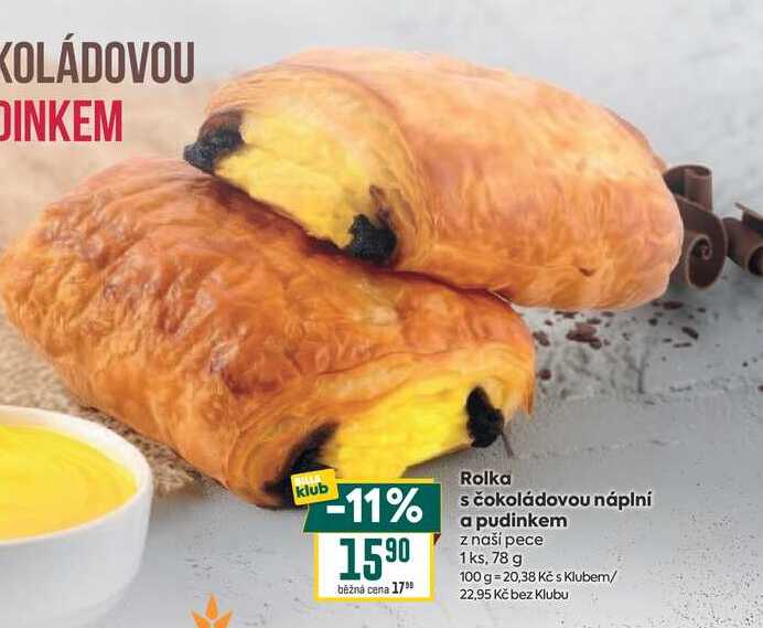 Rolka s čokoládovou náplní a pudinkem z naší pece 1 ks, 78 g