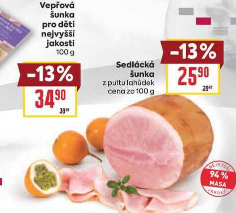 Sedlácká Šunka z pultu lahůdek cena za 100 g